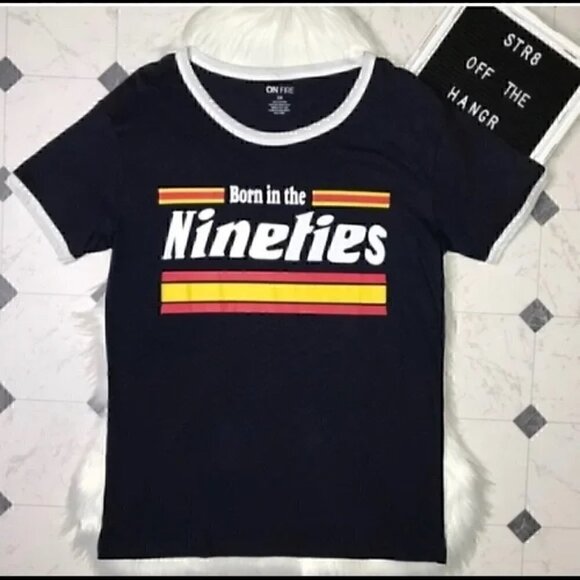 NWOT On Fire blue "Born in the Nineties" tee shirt size 3X plus - Picture 2 of 5